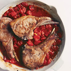 Veal Chops with Saffron Orzo and Tomato Sauce