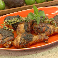 Grilled Jerk Rubbed Chicken with Habanero-Mint Glaze