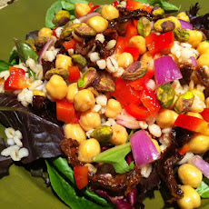 Salad Greens with Barley and Chickpeas
