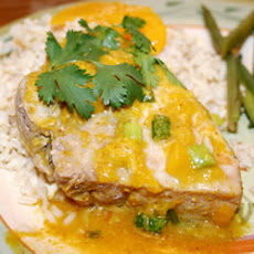 Peach Curry Glazed Pork Chops