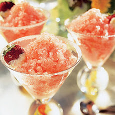 Pink Grapefruit, Strawberry, and Champagne Granita with Sugared Strawberries