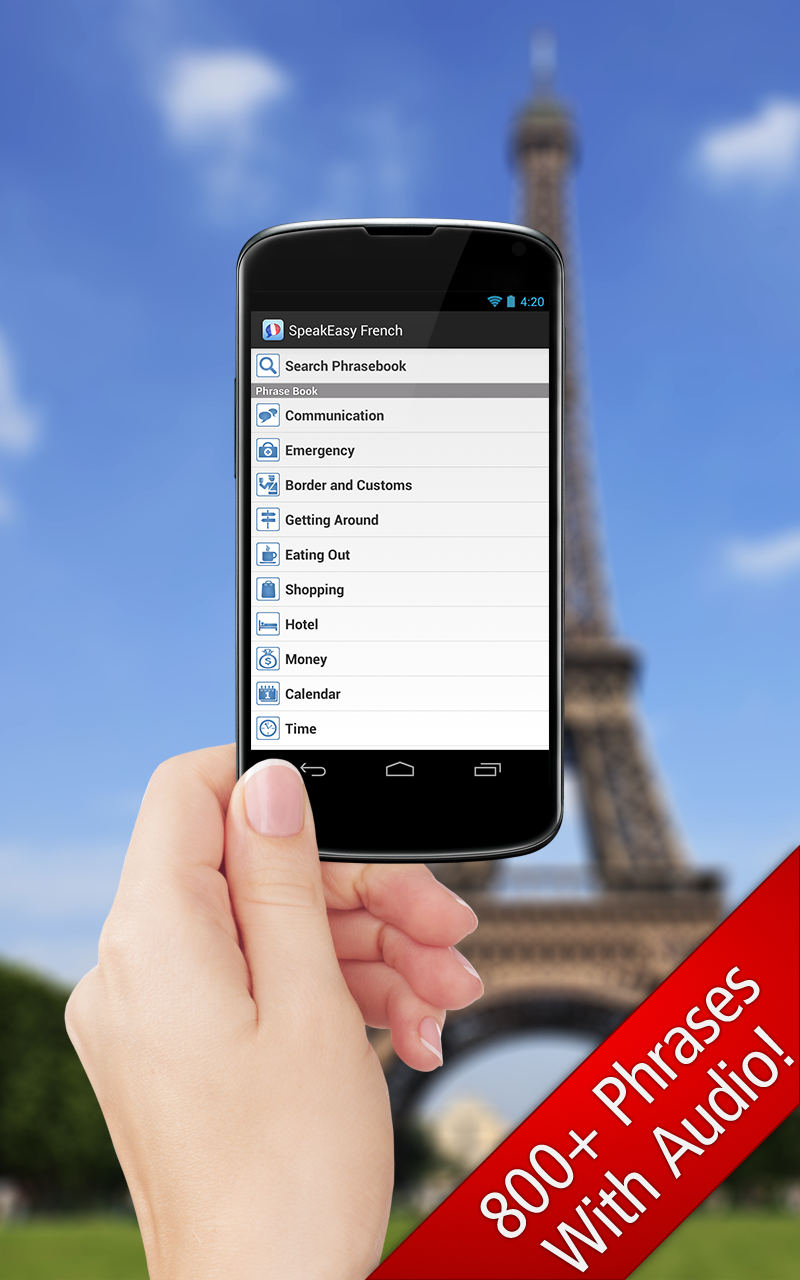 Android application SpeakEasy French ~ Phrasebook screenshort