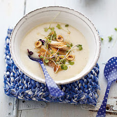 Creamy Celery Root Soup with Smoked Trout