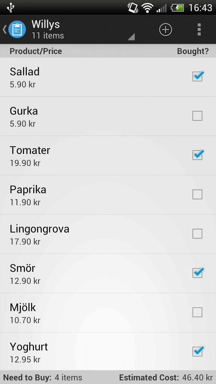 Android application Shopping List Pro screenshort