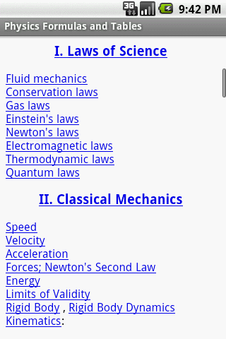 Physics Formulas and Tables