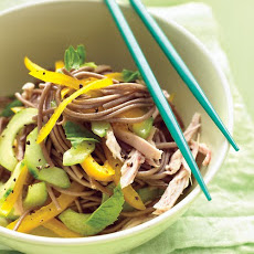 Cold Soba-Noodle Salad with Chicken, Peppers, and Cucumber