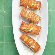 Seared Salmon with Horseradish and Scallions