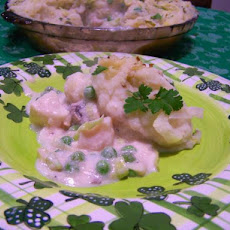 Scallops, Mushroom, Pea  Pie With Colcannon Topping