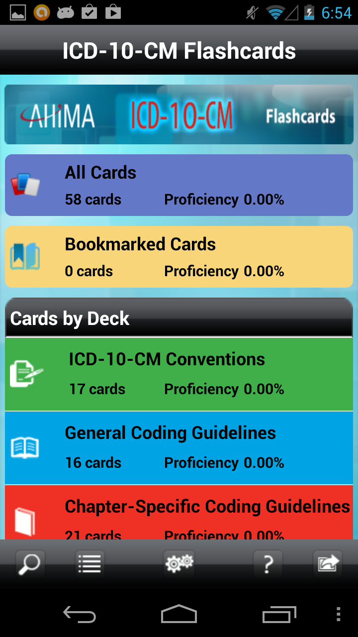 Android application AHIMA’s ICD-10-CM Flash Cards screenshort