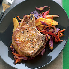 Pork Chops with Warm Cabbage Slaw