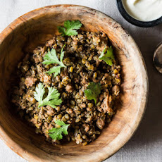 Crispy Lentils with Ground Lamb