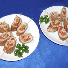 Oriental Finger Food, Rolled Chicken & Mushroom Omelette