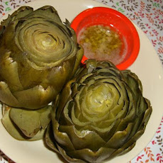 Steamed Artichokes with Garlic Lemon Butter