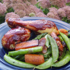 BBQ Chicken Legs With Sauteed Veggies