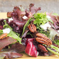 Mesclun Salad with Goat Cheese, Maple-Glazed Pecans & Maple Dijon Vinaigrette