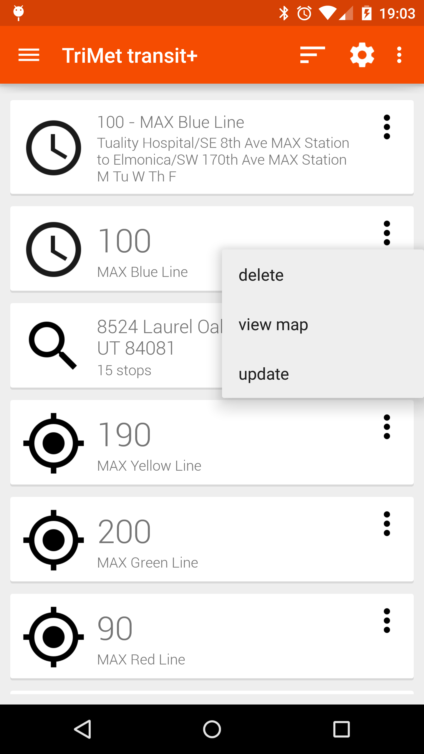 Android application Transit Tracker+ - TriMet screenshort