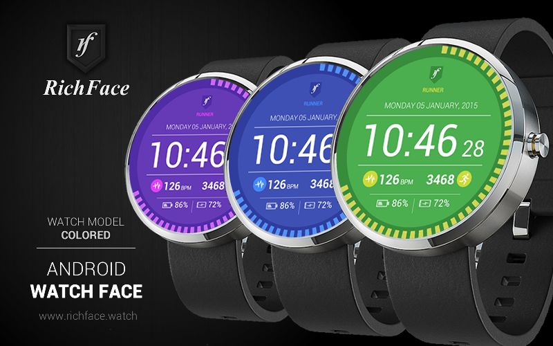Android application Colored Watch Face screenshort