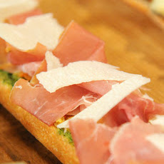 Open-Faced Baguette with Prosciutto and Green Olive Tapenade