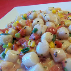 Creamed Scallops, Corn, and Tomatoes