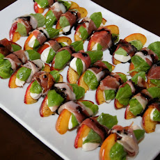 Grilled Peaches with Mozzarella, Basil and Prosciutto