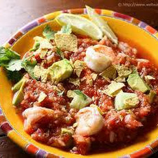 Gazpacho with Shrimp Ceviche and Avocado