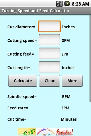 Turning Speed and Feed Calc