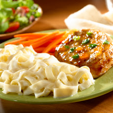 Glazed Pork Chops With Noodles Alfredo