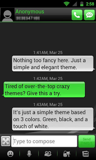 GO SMS THEME - Smooth Green