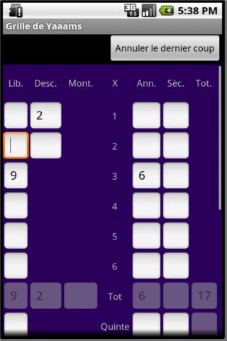 Yaaams Score Grid