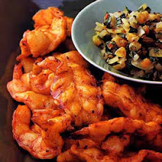 Grilled Tandoori Style Shrimp with Mint Chutney