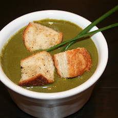 Spinach and Walnut Bisque with Parmesan Chili Croutons