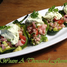 Tuna Ceviche Chile Rellenos with Avocado Crema
