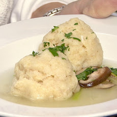 Lemongrass Consommé with Matzoh Balls, Leeks, and Shiitake Mushrooms