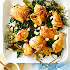 Chicken with 40 Cloves of Garlic and Spicy Greens