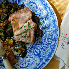 Freedom Pork with Sticky Greens and Mop Sauce