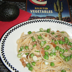 Garden Pail Fettucine with Peas and Pig