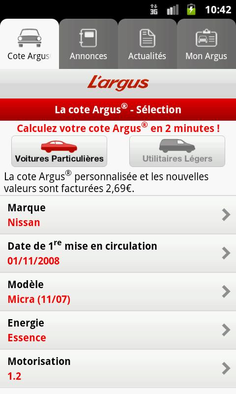 Android application L’argus screenshort