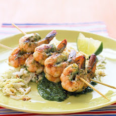 Cilantro-Grilled Shrimp with Sesame Cabbage
