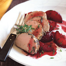 Roasted Pork Loin with Poached Plums