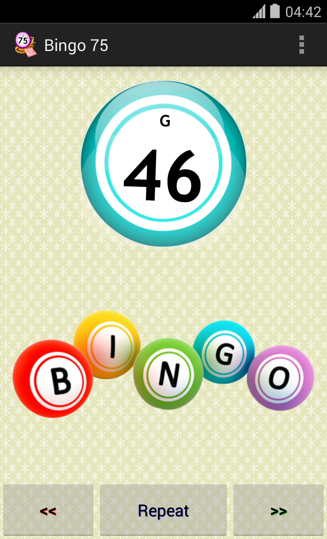 Android application Bingo 75 screenshort