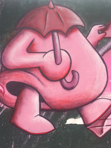 Pink Umbrella Mural 