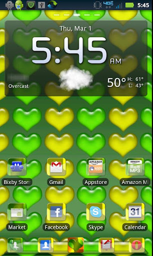 【免費個人化App】Green and Yellow Hearts Theme-APP點子