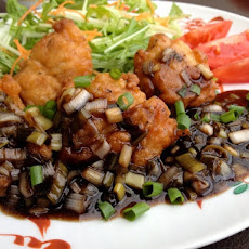 Fried Chicken Glammed Up with Spring Onion Chinese Vinegar Sauce