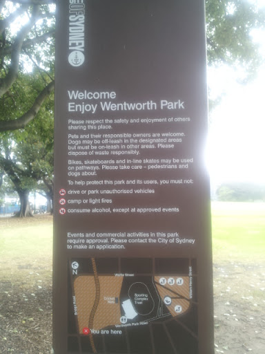 Wentworth Park northwestern Sign