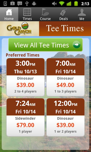 Gold Canyon Tee Times