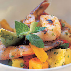 Tropical Fruit, Avocado, and Grilled Shrimp Salad