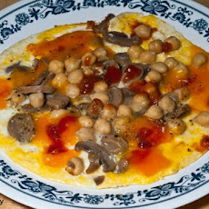 Chickpea, Mushroom, Cheese and Egg Omelet