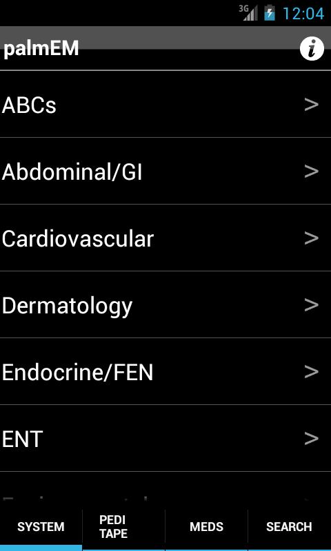 Android application palmEM: Emergency Medicine screenshort