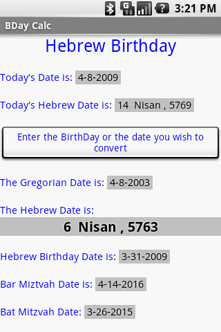 Hebrew Birth Date