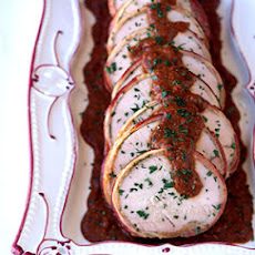 Bacon-Wrapped Turkey Breast with Hazelnut Mole